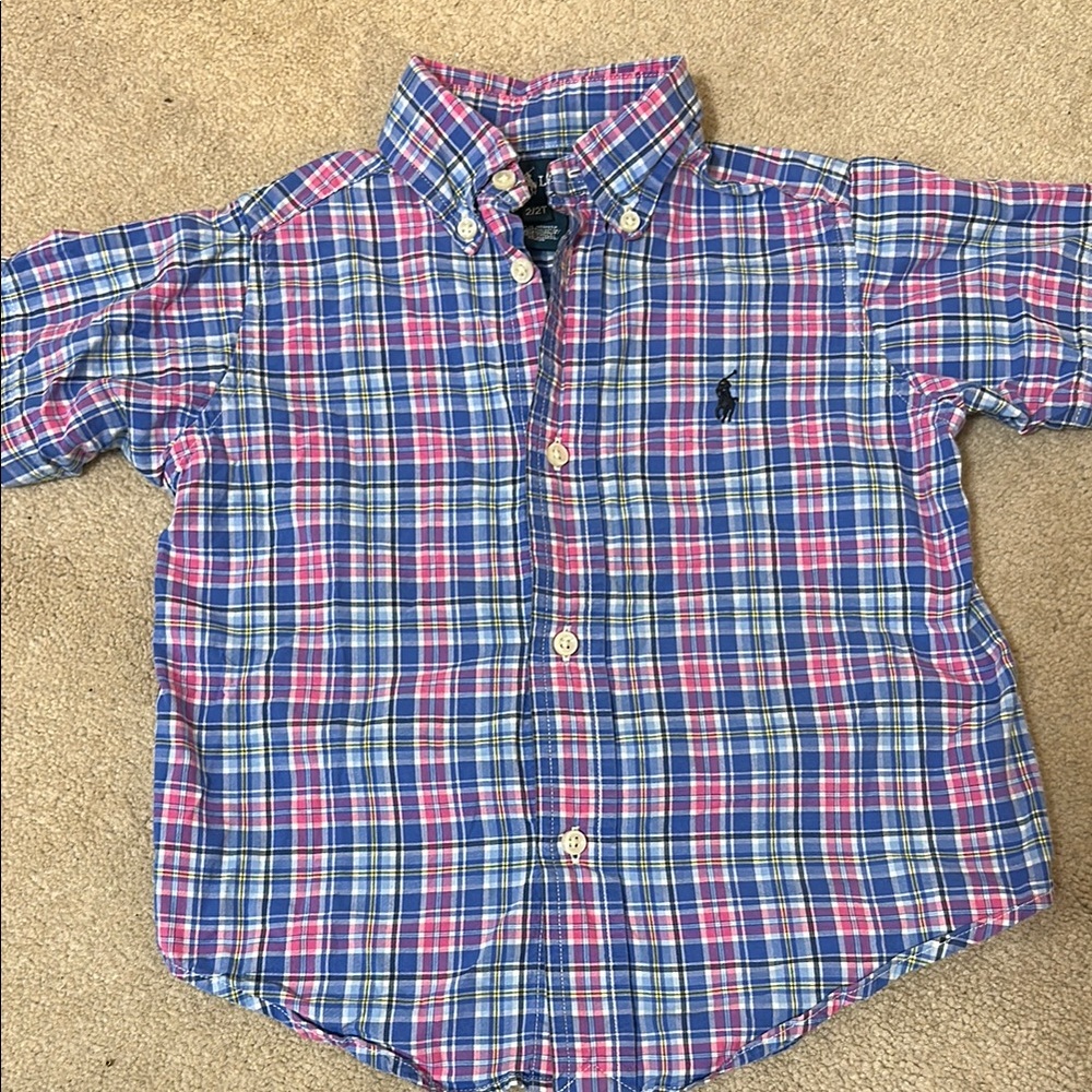 Ralph Lauren Blue and Red Button Down Shirt Classic Plaid